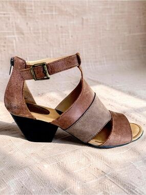 b.o.c Brown Leather Strappy Heel Sandals